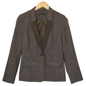 Tinley Road Wool Blazer Brown Faux Suede Lapel Tailored Structured Jacket Size S